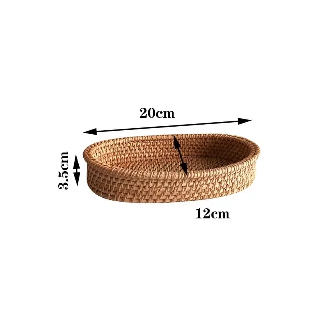 Handgeweven ronde rotan rieten mand Fruit Thee Snack Brood Picknickbak Snacks Opbergdoos Keukenbenodigdheden Mand Fruitschaal: Blauw
