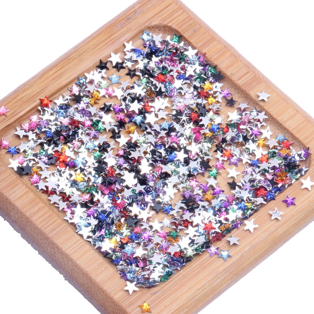 3mm stück mehrfarbige pentagramm-strasssteine mit flacher rückseite aus acryl, acrylaufkleber, perlen /10000 diy-aufkleber 1000 scrapbooking, diy-bastelarbeiten