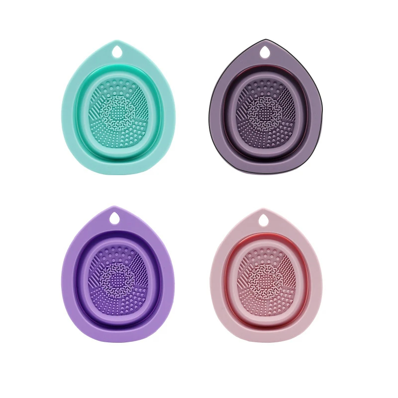 Limpiador de brochas de maquillaje de silicona, cuenco de limpieza de esponjas de polvo plegable, cepillos para sombra de ojos, estera suave de lavado, herramientas de belleza, caja de fregado