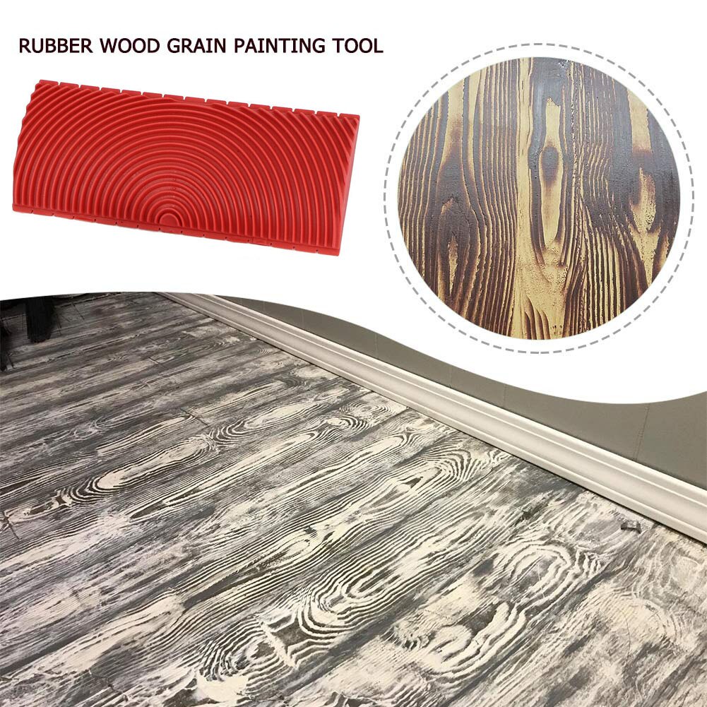 Household Wall Art Paint Rubber Wood Graining DIY Tool Set Red 2 in 1 Wood Graining Tool _WK