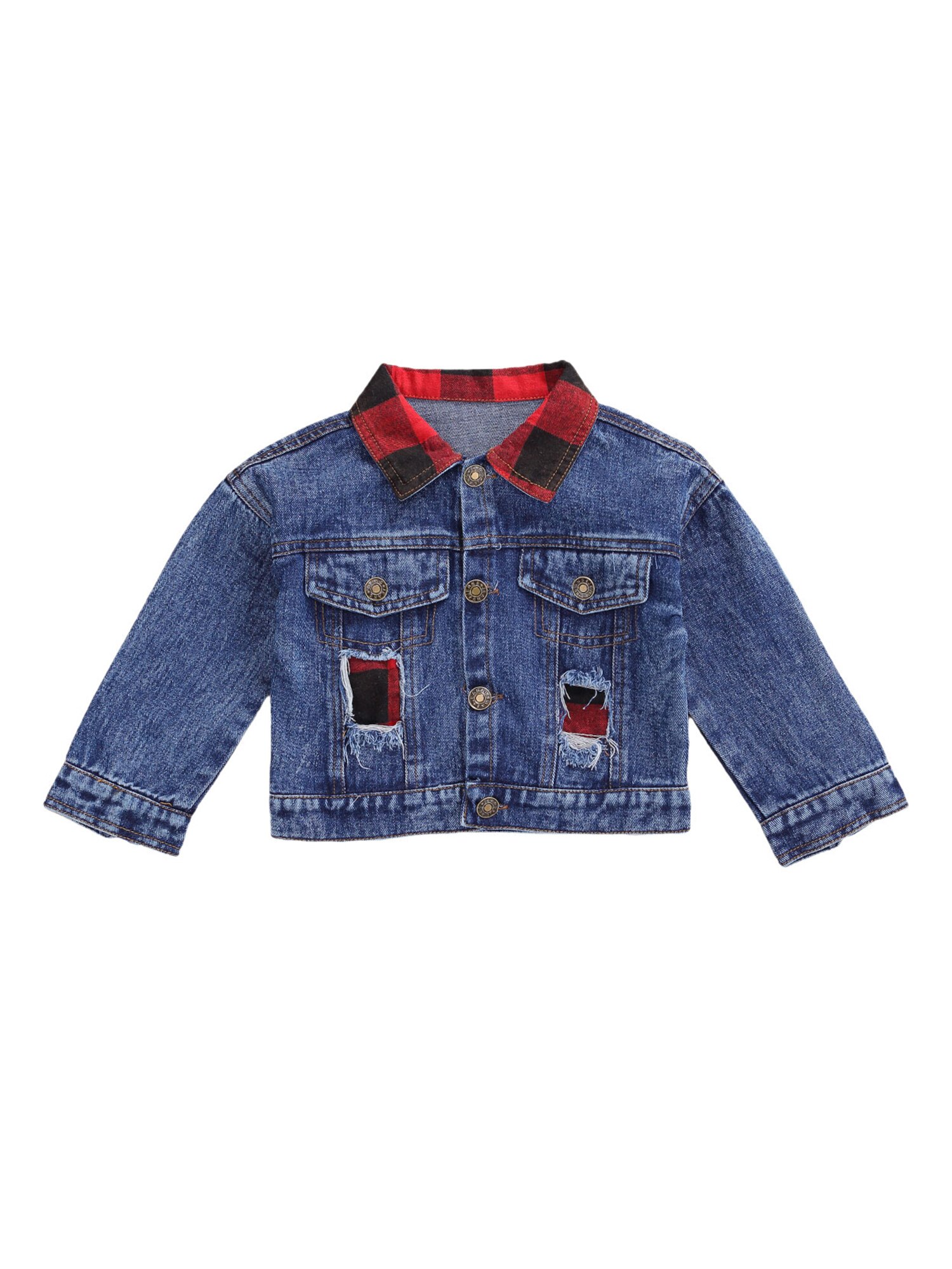 1-6Y Baby Girls Boys Denim Coat Jacket Spring Fall Casual Long Sleeve Outwear Hole Single Breasted Jackets With Pocket