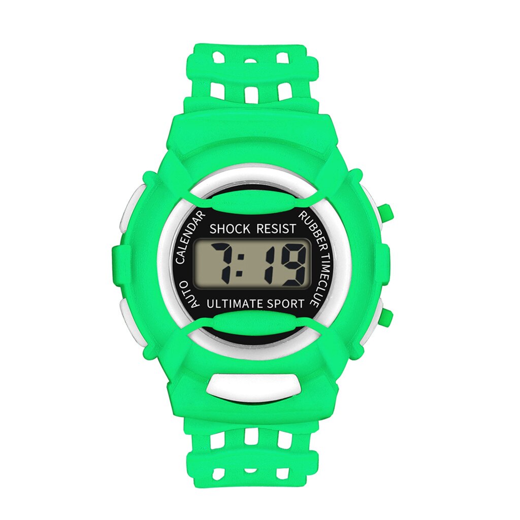 Waterdichte Kinderen Horloges Meisje Digitale Led Sporthorloge Kids Alarm Datum Mooie Horloge Kids School Erkek Kol Saati: Green