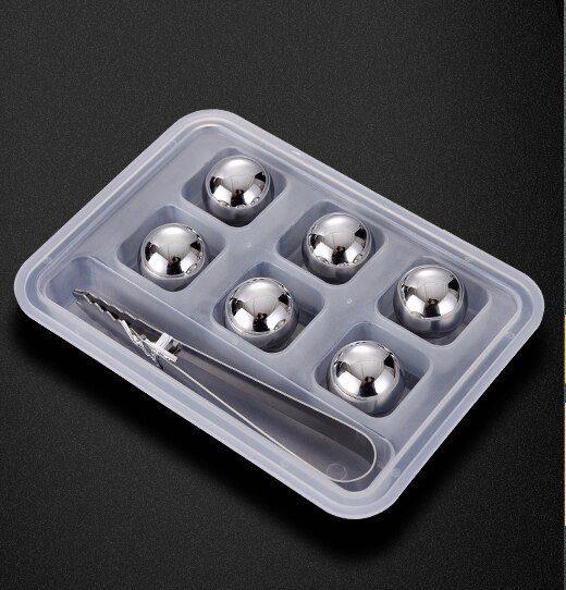 Stainless Steel Ice Cube Metal Block Iced Ice Cube Food Grade Beer Ice Hockey Whisky Stone Quick-Frozen beer cooler: 6PCs round