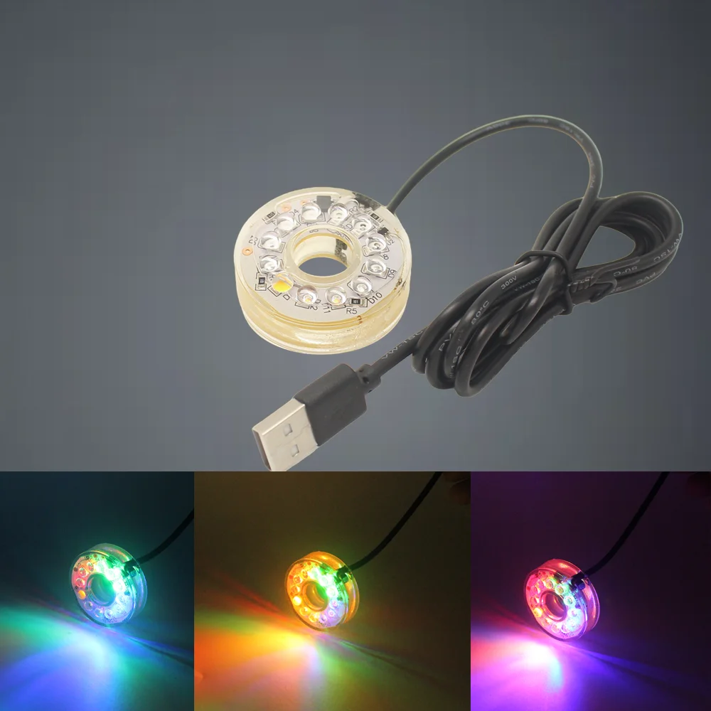 USB LED-verlichting Kleurrijk licht DC waterdichte ronde lamp met gat voor aquarium zwembad tuin aquarium decoratieve verlichting