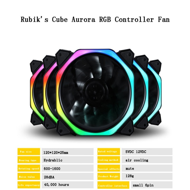 120mm Colorful RGB LED Cooling Fan Computer PC Host Chassis Cooler Fans With 11 Fan Blades Ultra Quiet