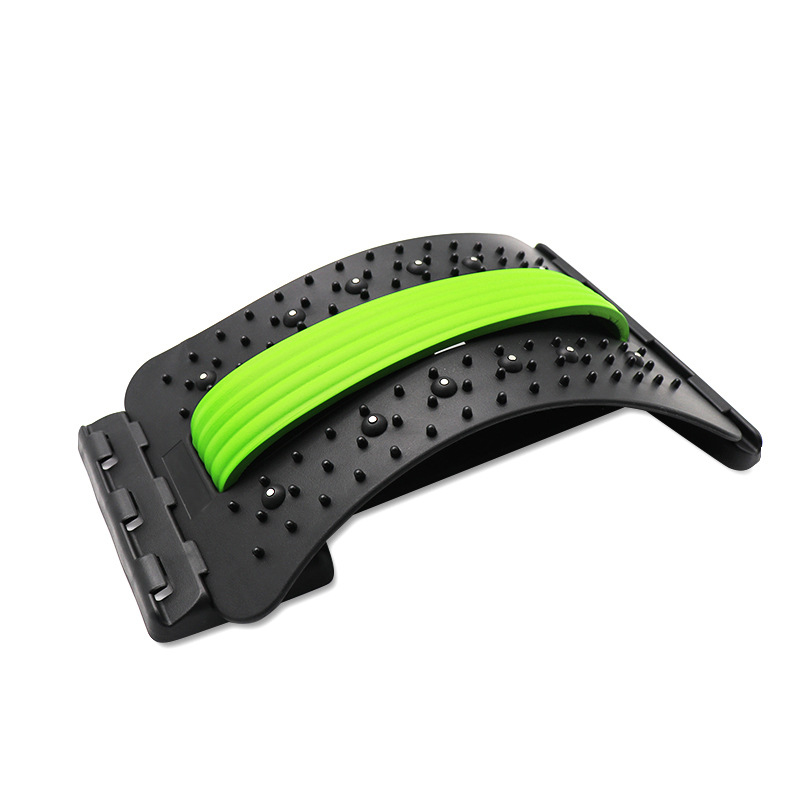 Back Massage Board Spine Pain Relief Lumbar Traction Stretching Device Waist Spine Relax Tool: Green