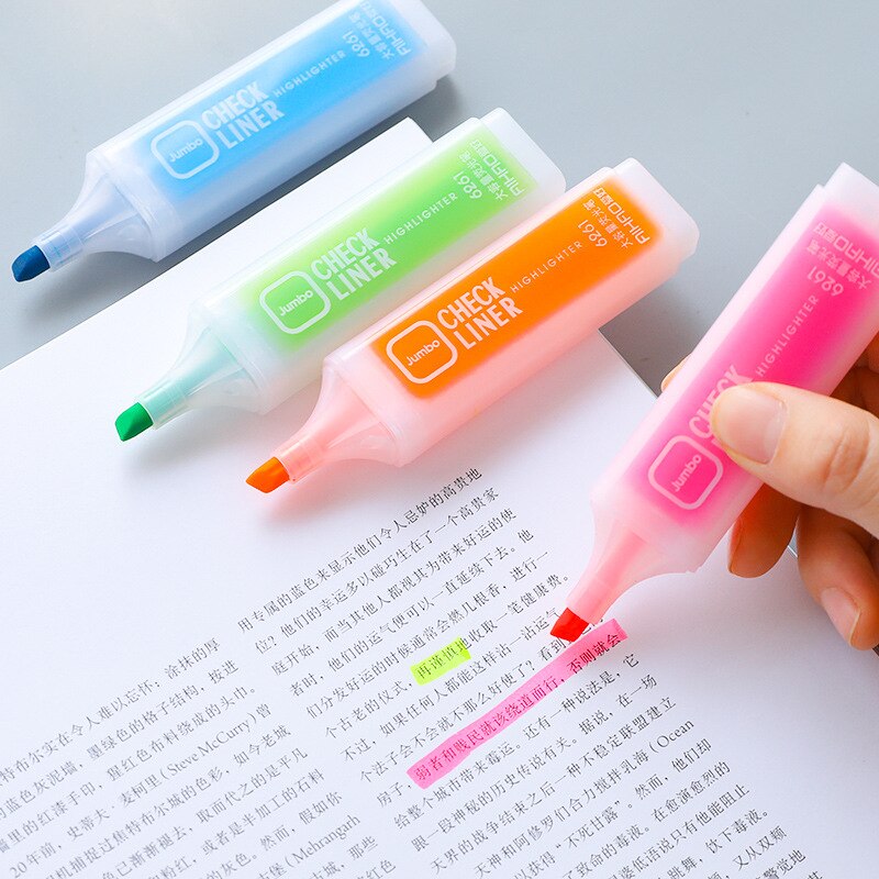 6 farver highlighter pen sæt jelly candy farve highlight jumbo markører check liner bullet journal forsyninger surligneur milkliner