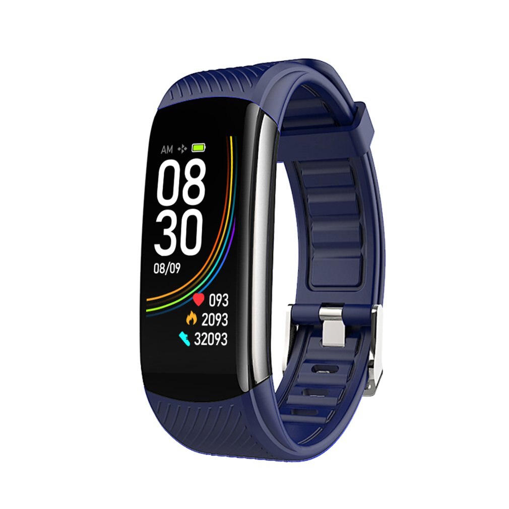 C6T Body Temperature Bracelet Watch Information Push Sleep Exercise Step Smart Bracelet Waterproof Female Bracelet: blue