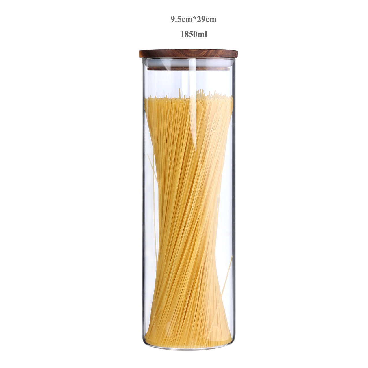 Transparent Heat-resistant Glass Bottle Sealed Jar High-grade Acacia Clear Container with Wooden Lid Kitchen Food Storage Tank: 1850ml