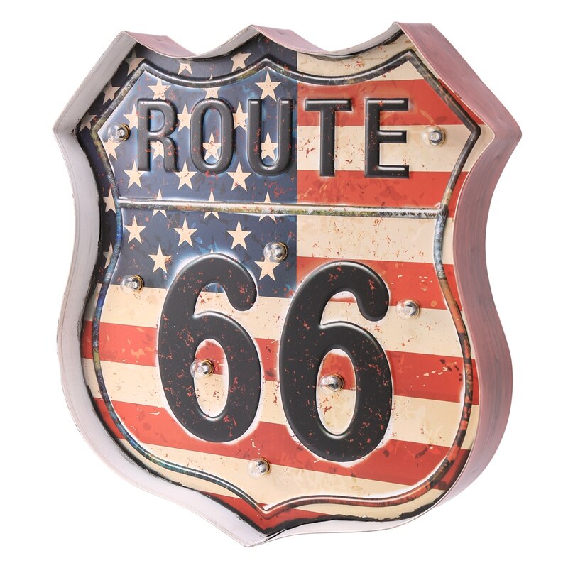 Route 66 Led Vintage Signs Pub Bar Decoration Led Metal Plate Neon Sign Neon Light Home Decor Club Cafe Wall Hanging Art