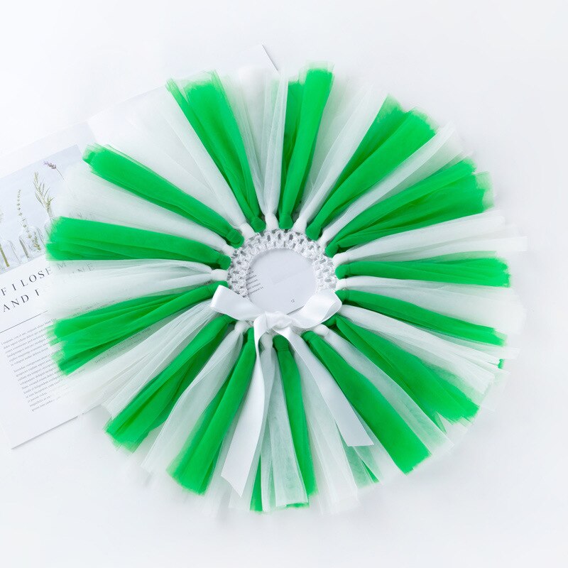 Bebê meninas sortidas cores artesanal malha tutu saias para crianças festival de natal aniversário curto pettiskirt roupas 0-2y: White Green