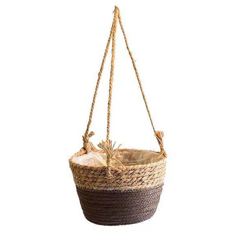 Garden Plant Storage Basket Jute Rope Hanging Planter Woven Indoor Outdoor Flower Holder Macrame Plant Hangers Home Decor: B