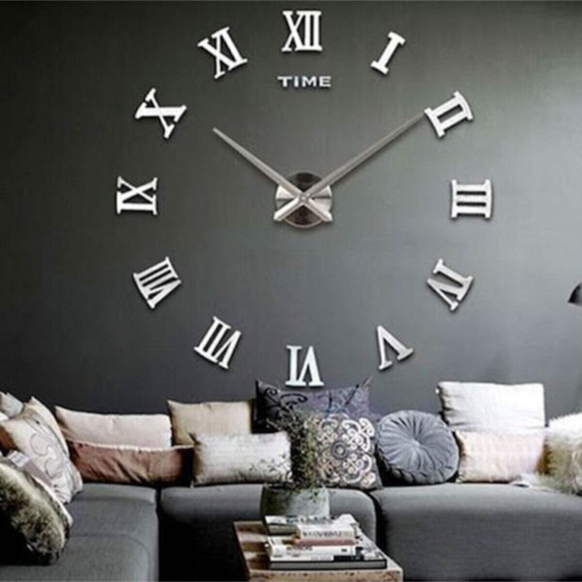 3d Mirror Roman Numeral Decorative Oversized Wall Clock Removable Art Decal Sticker Home Decor Living Room DIY Wall