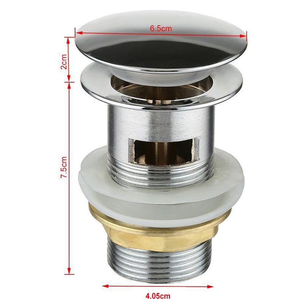 Bathroom Basin Sink Pop Up Drain Zinc Alloy Slotted Basin Sink Tap Drain Bath Overflow Hole Push Button Pop up Clack Waste Plug