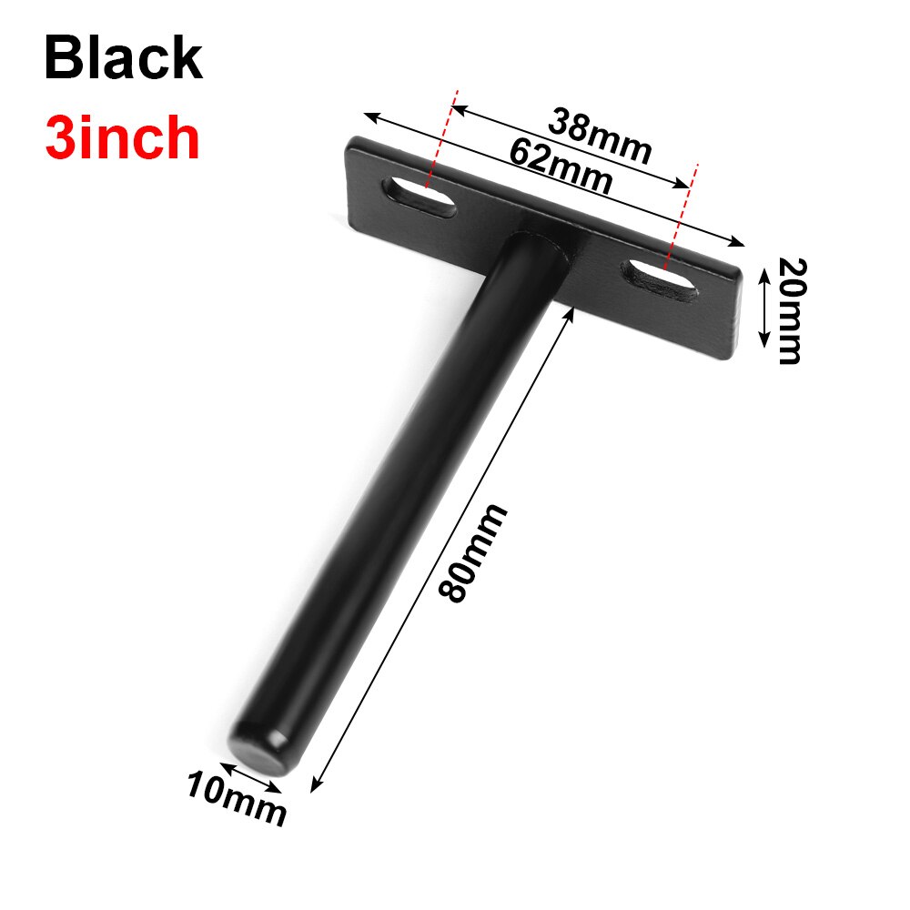 T Shape Furniture Frames Shelf Brackets Wall Shelves Supports Metal Brackets Concealed Screw Mounting Plate Furniture Parts: 3inch Black