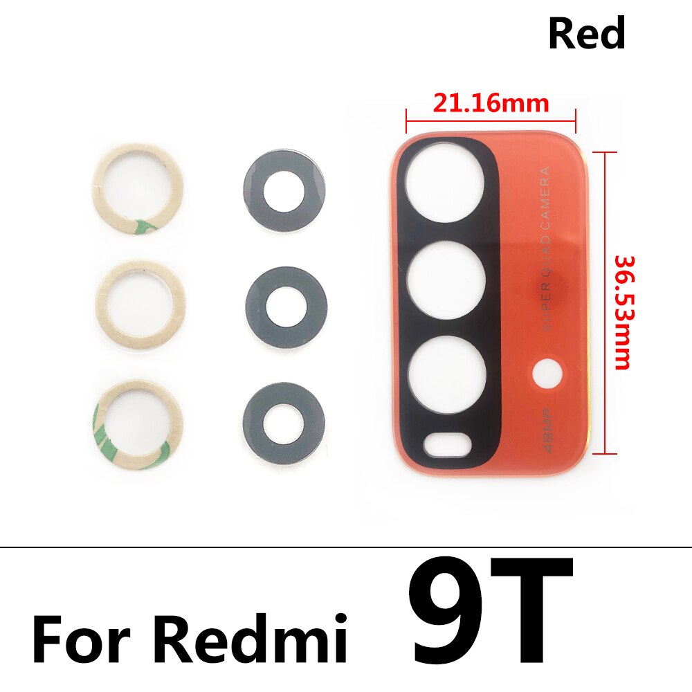 Xiaomi redmi 9t用の接着剤ステッカー付きリアカメラガラスレンズ: Redmi 9T Red