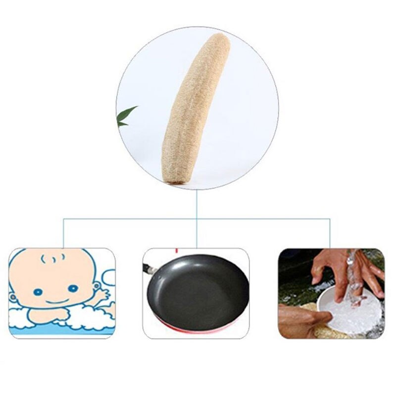 Esponja de baño de esponja vegetal Natural de 22-55cm, esponja Exfoliante para ducha de Luffa, frotador de baño, frotador de espalda, esponja de limpieza para cocina, lavaplatos 1 unidad