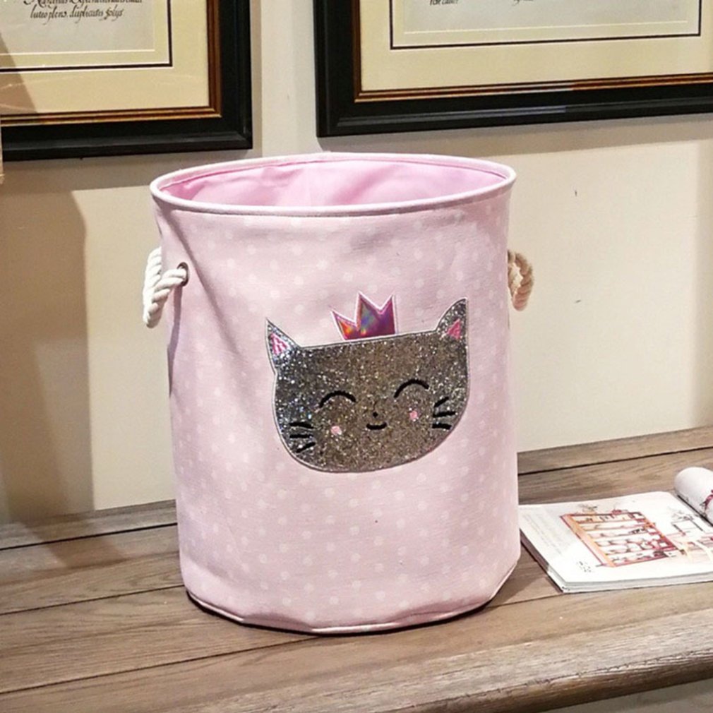 Pink Swan Cat Pattern Foldable Laundry Basket For Home Organizer Dirty Cloths Storage Box Sundries Storage Bucket