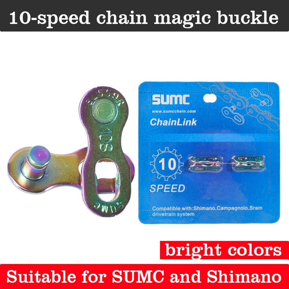 SUMC-cadenas de colores para bicicleta de montaña, accesorios para bici de 9V, 10V, 11V y 12V, cadena de arcoíris plegable con hebilla mágica: MSK V10