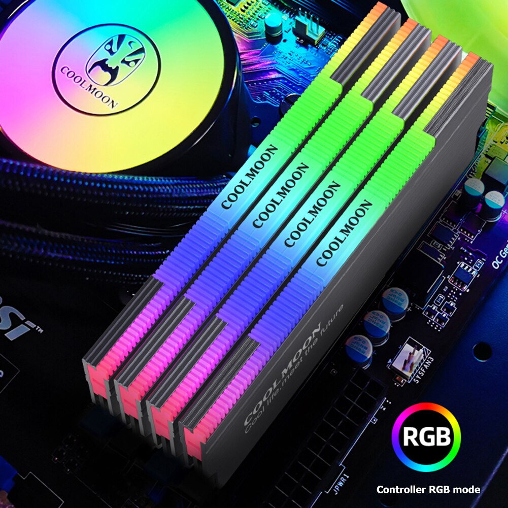 COOLMOON CR-D134S ARGB RAM Heatsink,Heat Spreader Cooler for Desktop PC,15v-3pin male / female interface,Support controller RGB