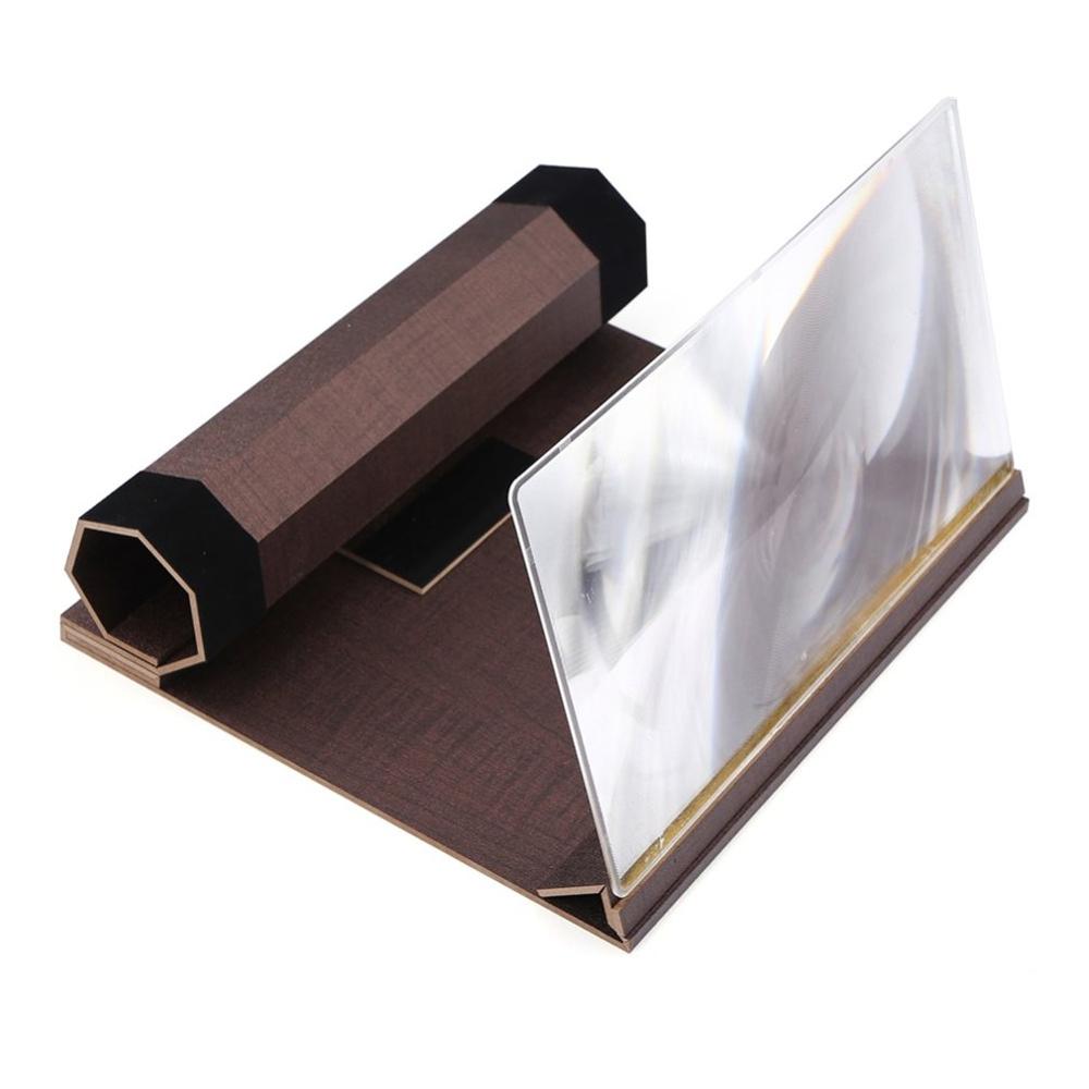 Second Generation Inch Mobile Phone Screen Amplifier Wood Grain Magnifier 3D Amplifier Support For Any Mobile Phone: walnut