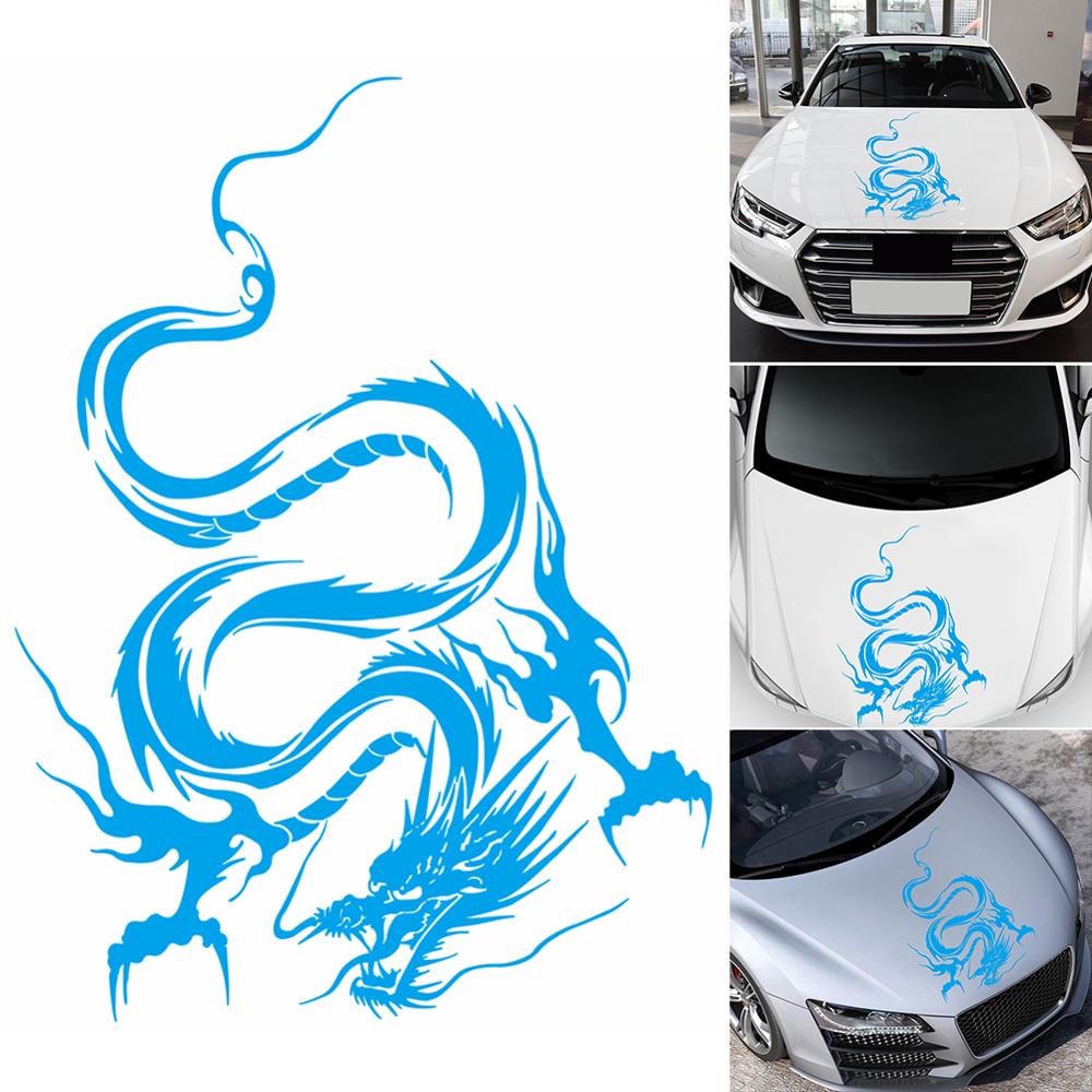 Universal Car Body Sticker Hood Dragon Pattern Waterproof Graphic Decal 48x35.5cm (Approx.) Fit for Most Cars carro CSV: Blue