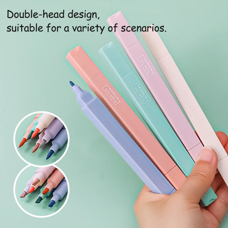 Juego de rotuladores resaltadores Pastel, marcadores resaltadores Kawaii de Color Morandi, bolígrafos bonitos, papelería coreana para útiles escolares