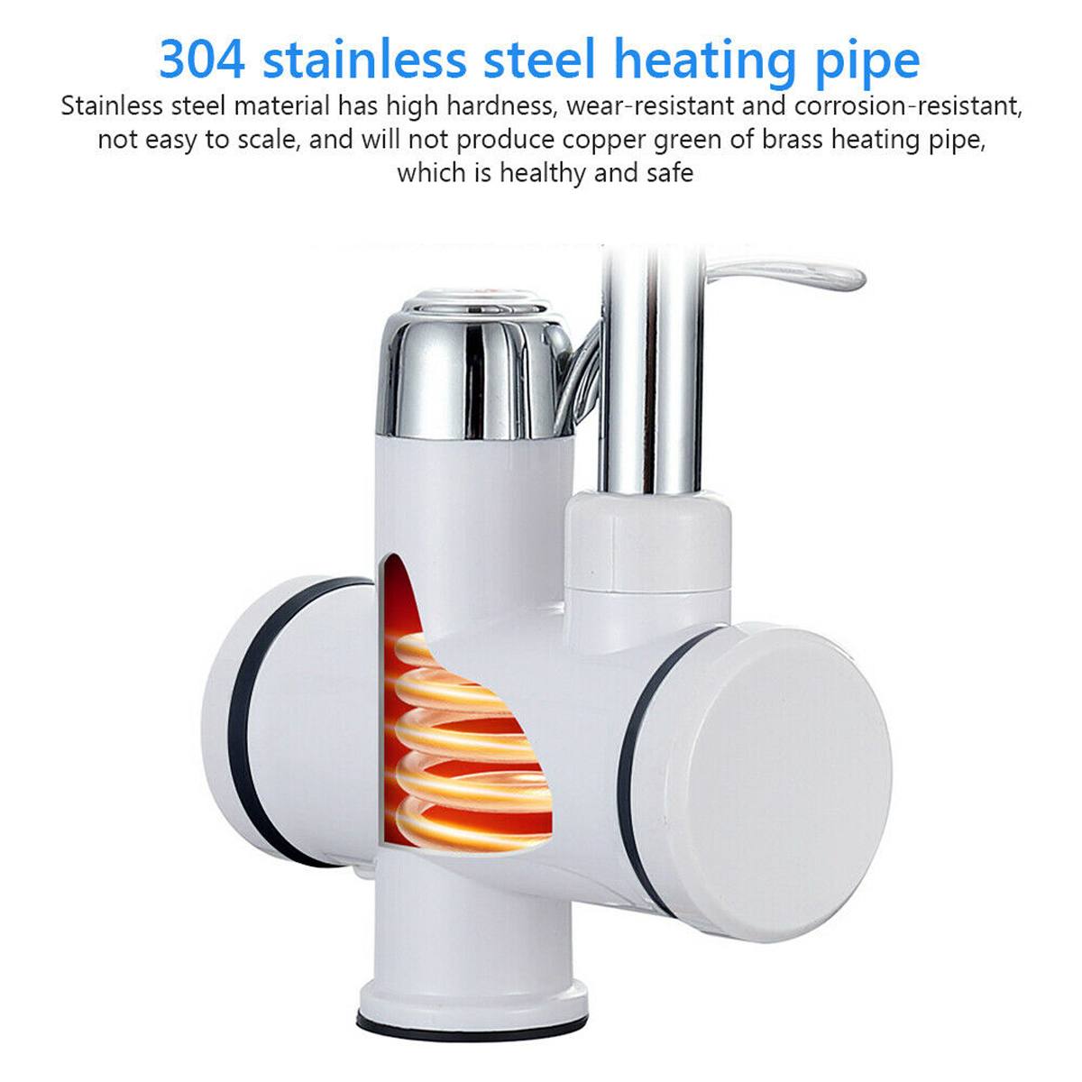 220V Tankless Instant Electric Water Heater Temperature Display Water Heating Kitchen 3000W Water Heater with LED EU Plug