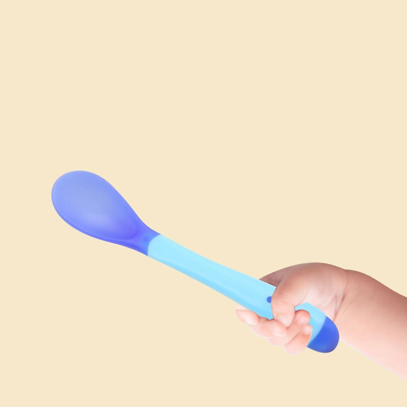 2 pièces/ensemble -né bébé silicone cuillères bébé sécurité détection de température enfants enfants couverts bébé alimentation cuillères directe