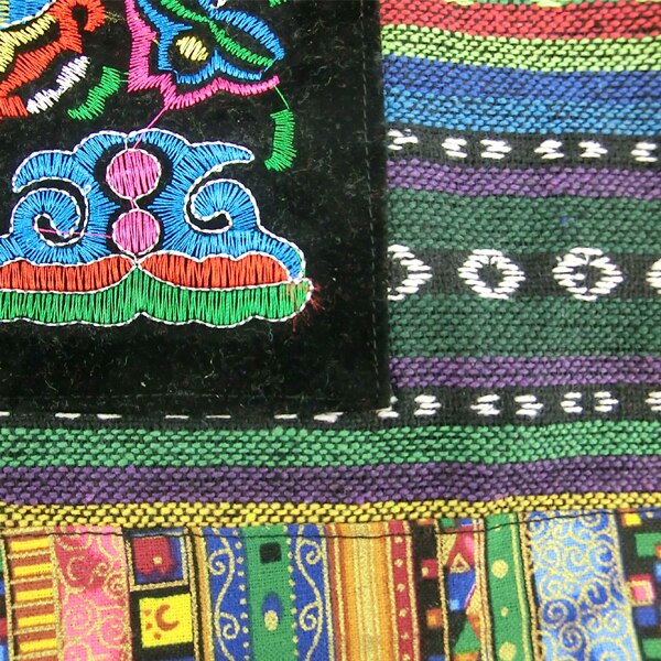 Vintage Hmong Tribal Etnische Thai Indian Boho Schoudertas Bericht Tas Linnen Handgemaakte Borduren Wandtapijt SYS-083F