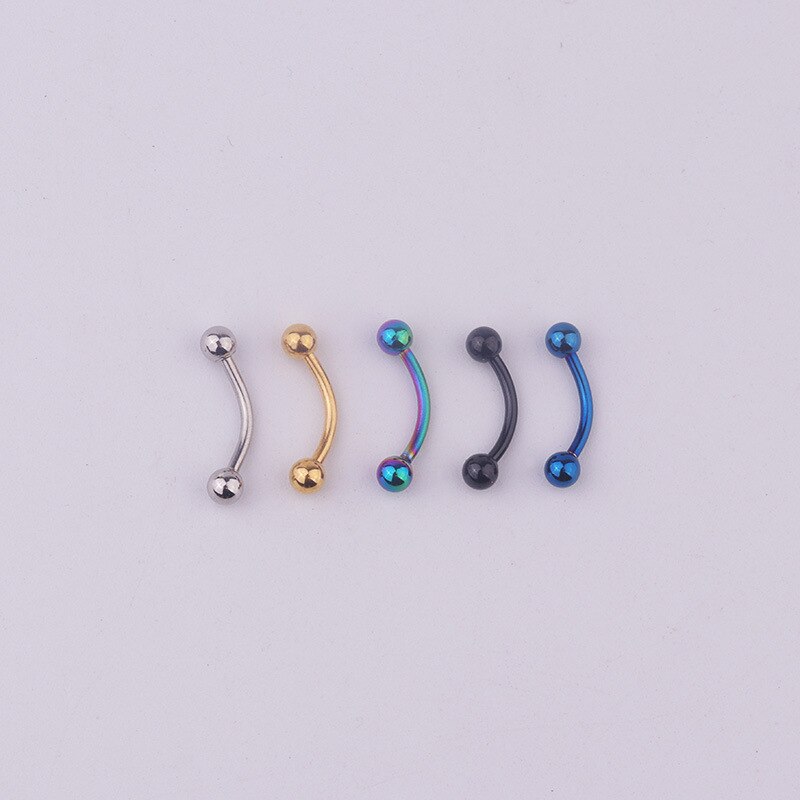 1pcs/lot 6/8/10mm Surgical Steel 3mm Ball Eyebrow Piercing Curved Barbell Lip Ring Snug Daith Helix Rook Earring