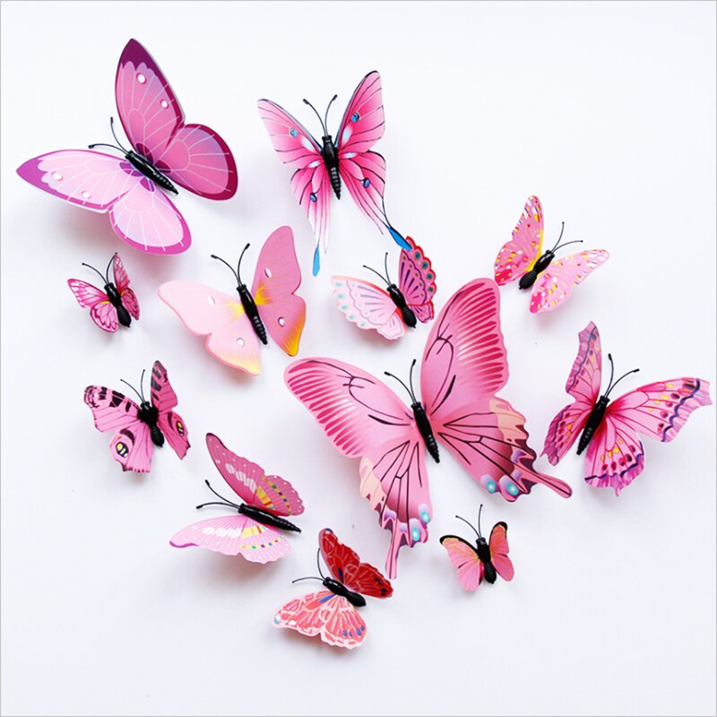 12 stk 3d pink sommerfugl køleskab magnet jakkesæt til børn hjem køkken dekoration ornamenter ideer magneter køleskabe diy