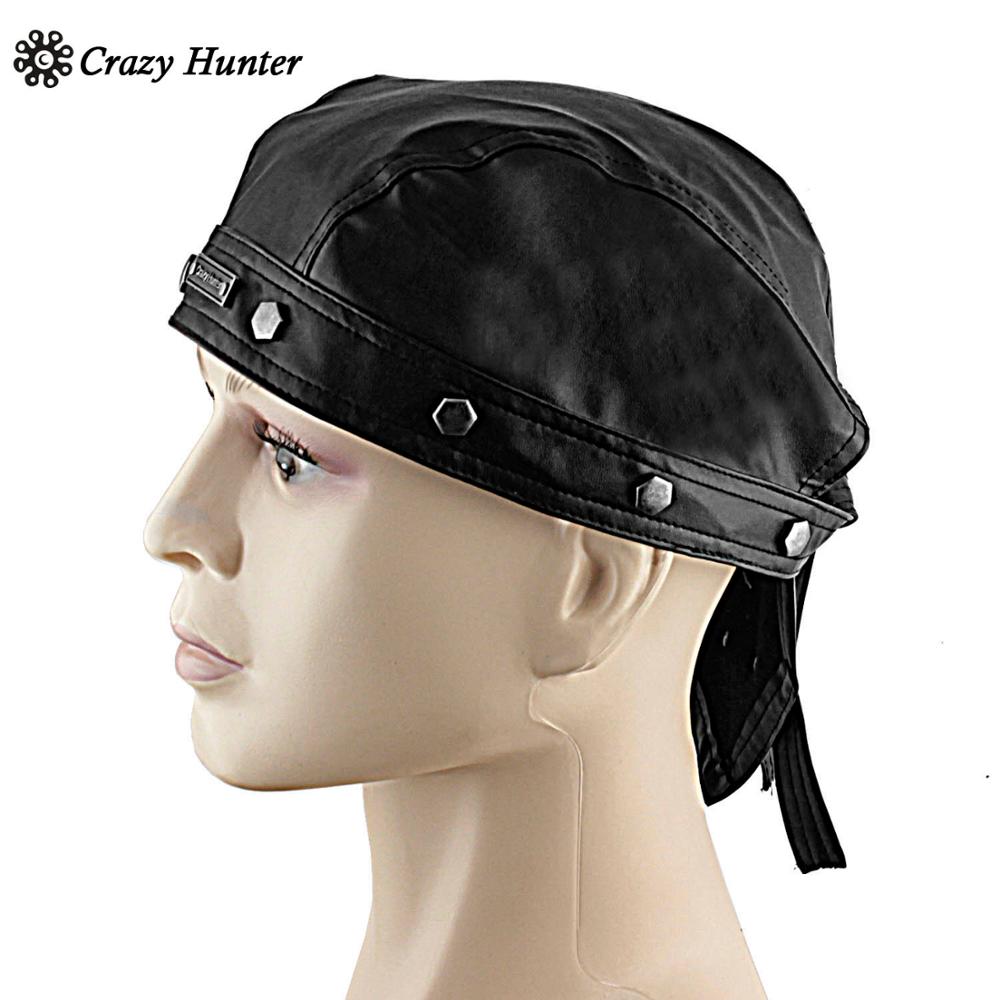 Leather Bandana Biker Doo Do Rag Headwrap Studded Mens Cap Capsmith Du Rag