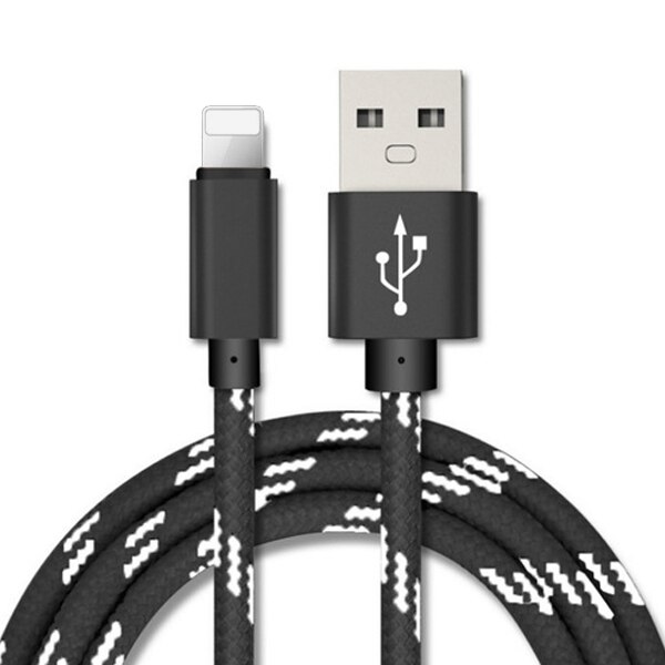 NOHON Nylon USB Lade Datenkabel Für Apple Für iPhone X 7 6 8 6S 5S Plus XS MAX XR Für iPad Mini 8 Pin Schnelle Lade Kabel 2M: Black / 1m