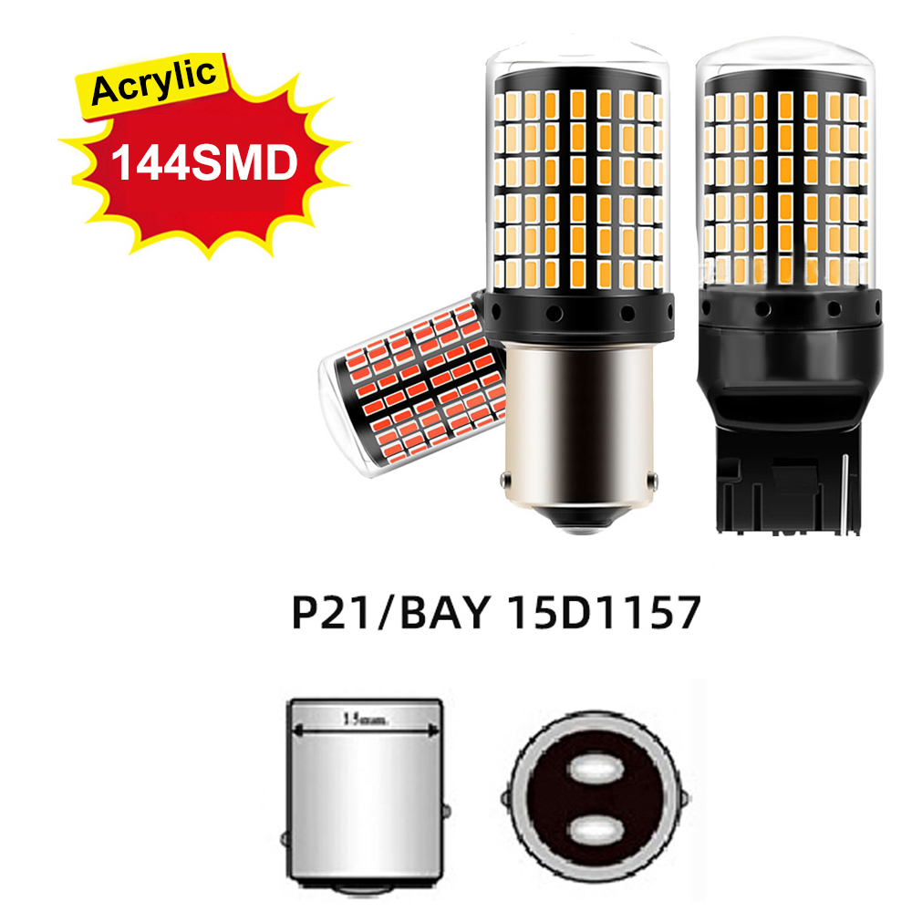 2x P21W PY21W bombilla LED para coche Ba15s 1156 Bau15s T20 WY21W W21W 7443 luz de señal LED de alta potencia Canbus sin error lámpara de marcha atrás automática: Rojo / Cristal azul