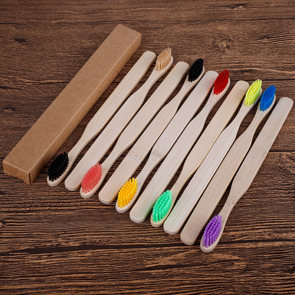 10pcs/set Eco Friendly Bamboo Toothbrush Medium Bristles Biodegradable Oral Care Adults Teeth Cleaning travel Toothbrushes