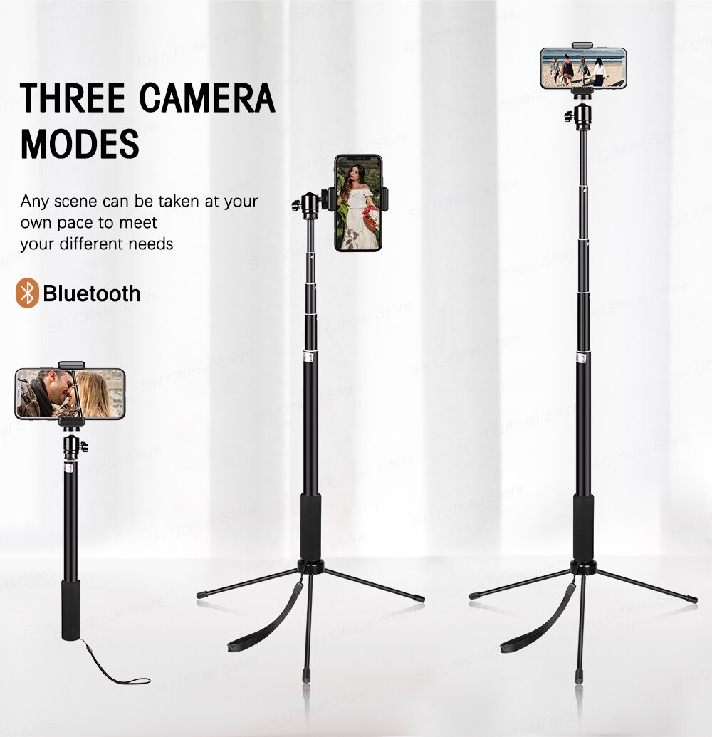 Stativ für smartphones, tragbarer selfie-stick für vlogs, ringlicht-selfie-stativ mit bluetooth-fernbedienung und halterung