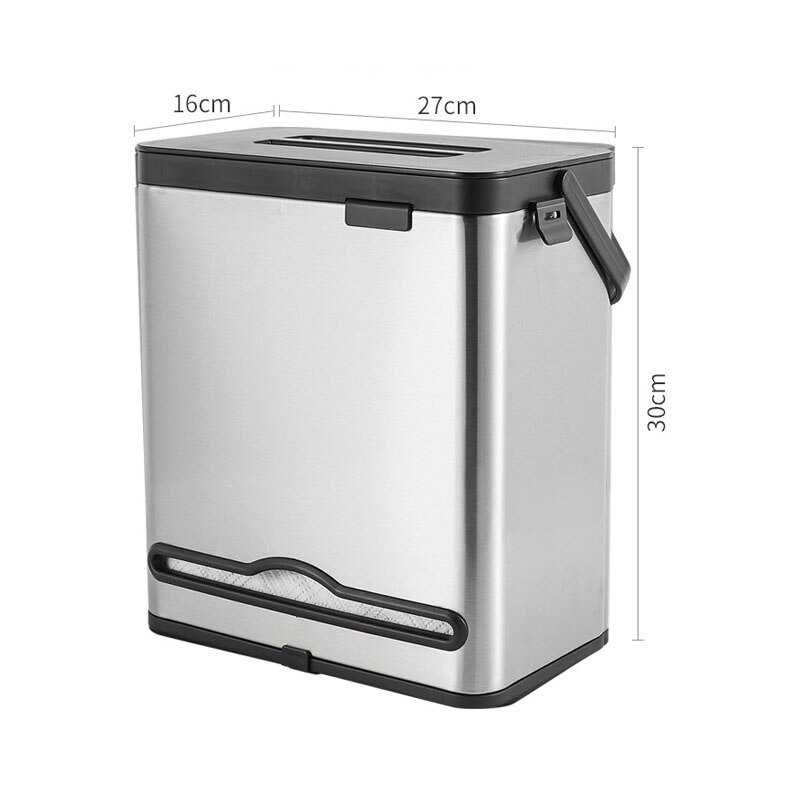 Wall Mounted Kitchen Trash Can Stainless Steel Built-in Bathroom Toilet Waste Bin with Paper Draw: 5L(draw paper)