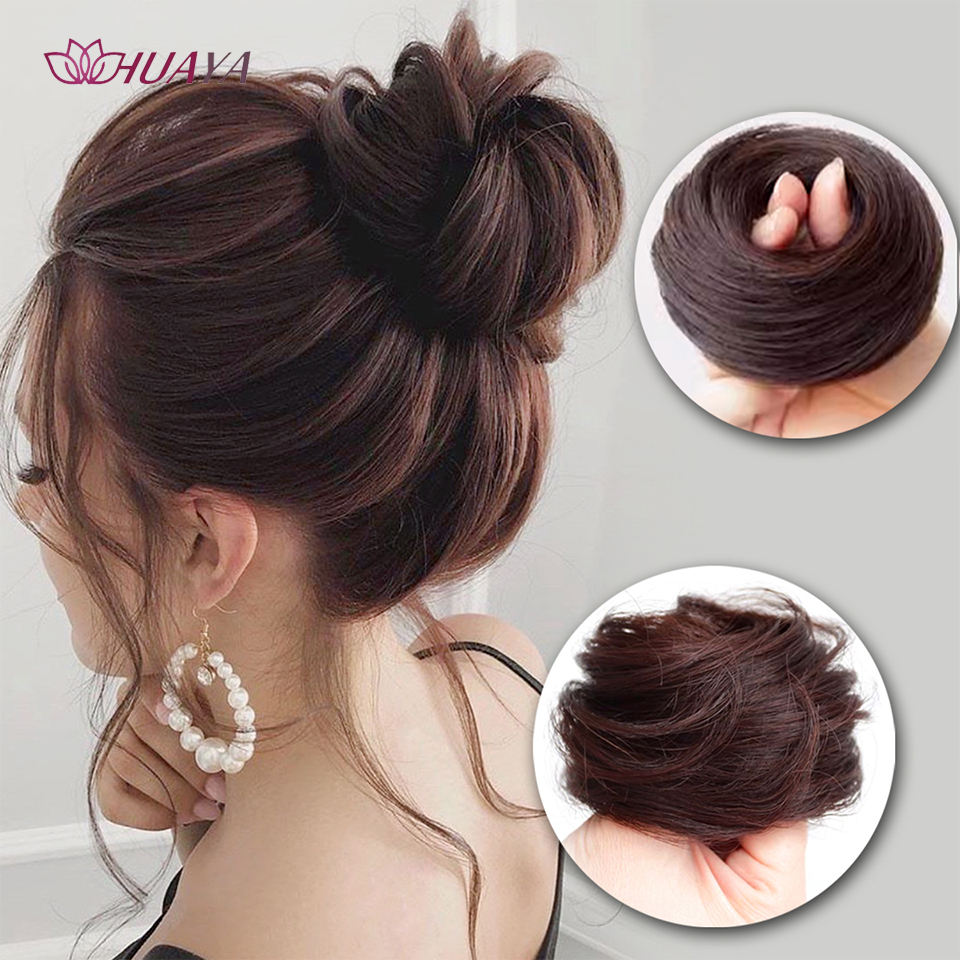 Moño desordenado, extensión de moño recto, Mini banda de goma, moño para el pelo, peluca de Donut sintética, accesorio, moño Updo