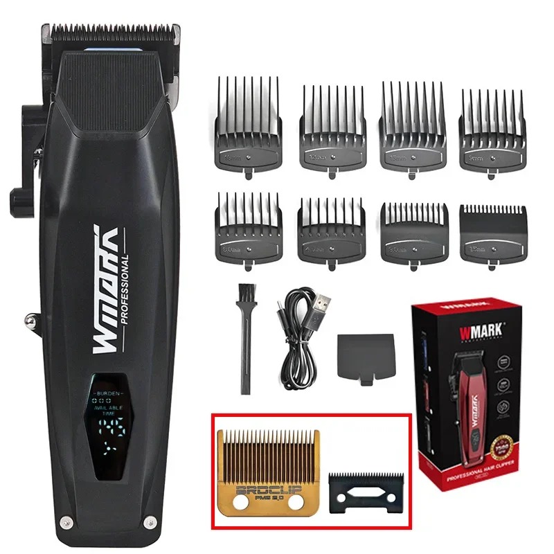 WMARK NG-125 cortapelos eléctrico 7500RPM Motor giratorio cabezal de aceite barbería recortadora para hombre hoja 5 ajustes: Chocolate