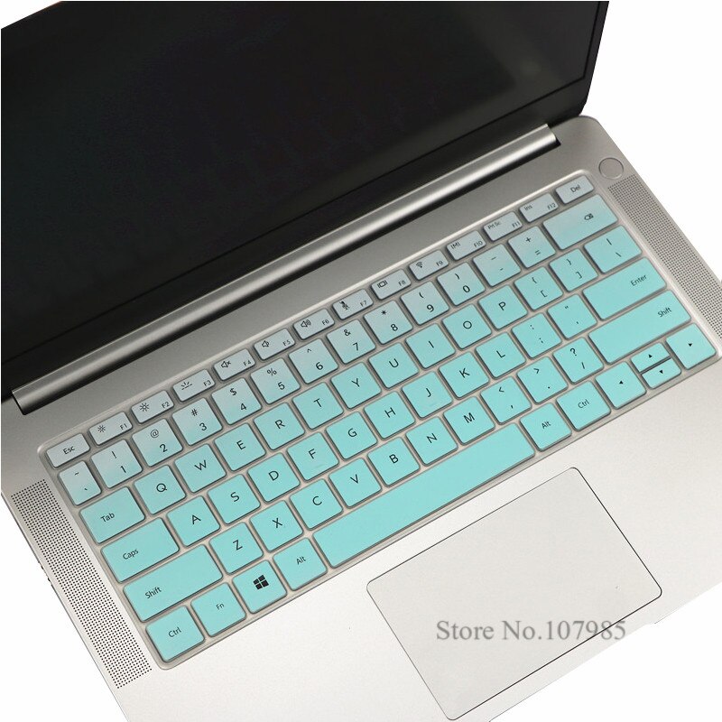 Vaskbart silikone laptop tastatur cover beskytter skin til huawei matebook  d 14 tommer (amd) notebook  d14 w50f w00d 14.0 & #39 ;& #39 ;: Gradvis himmelblå