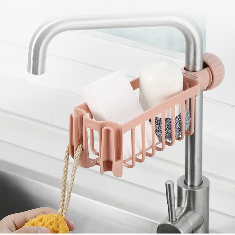 Küche Wasserhahn Waschbecken Korb Gestell Ablauf Schwamm Halfter Regal Organizer Schlecht Trocknen Hängen Gestell Zubehör Für Reinigung Tuch