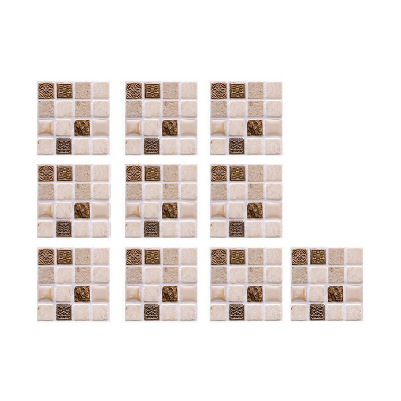 10pcs 3D Crystal Tile Sticker DIY Mosaic Wall Tile Peel Stick Self Adhesive Kitchen Bathroom Home Wall Sticker Crystal Wallpaper: beige