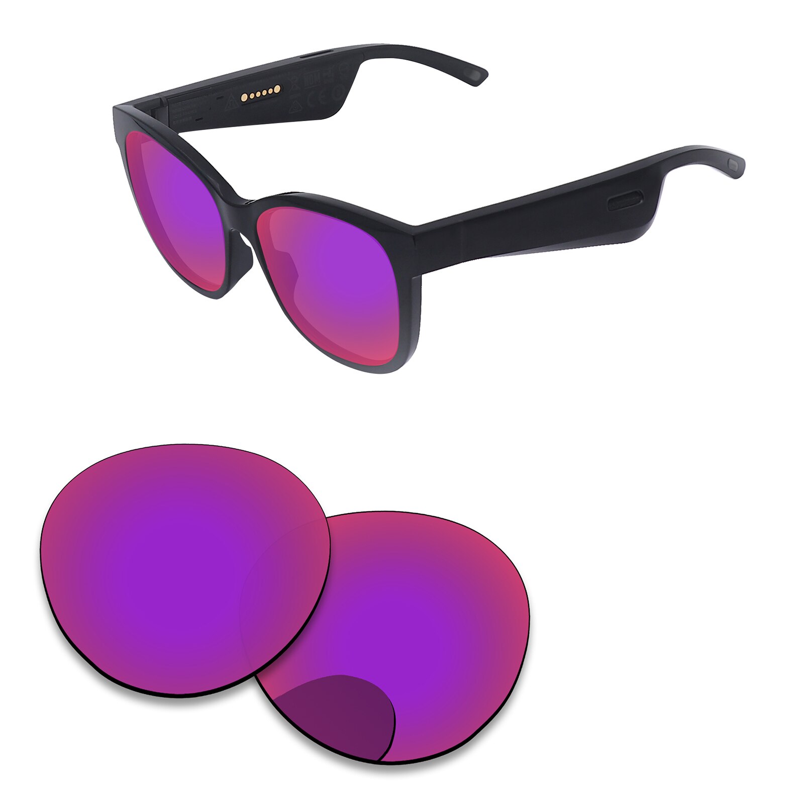 Alphax – verres de remplacement pour lunettes de soleil, polarisées, pour Bose Rondo S/M, Options multiples: Purple Red