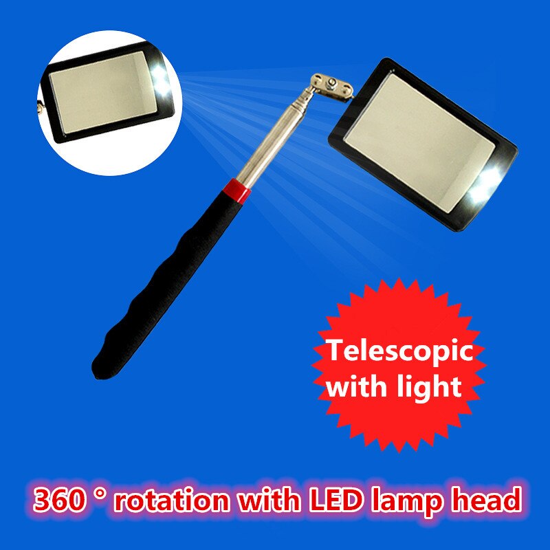 Adjustable Vehicle Bottom LED Telescopic Inspection Mirror Amplification Detection Mirror LED Emergency Lamp Outdoor Lights