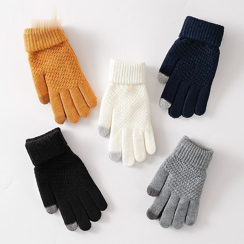 Winter neue wolle touchscreen handschuhe, Schüler verdickt erwachsene handschuhe, draussen jacquard gestrickte handschuhe, damen Finger handschuhe