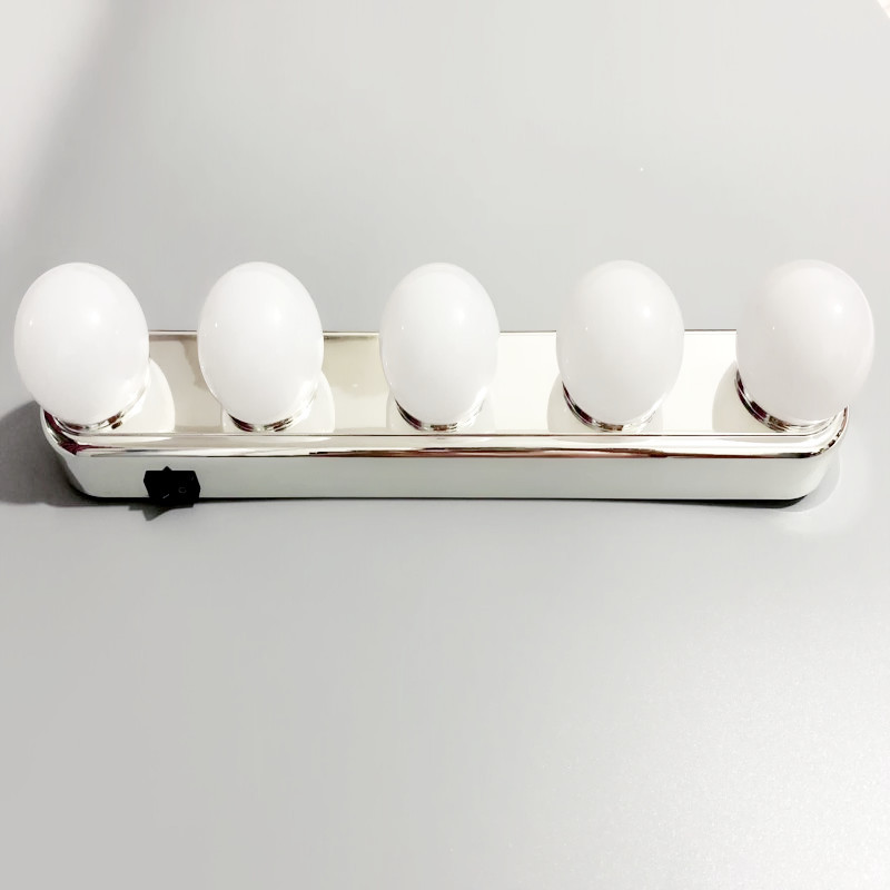 Led 4 pærer makeup spejl lys bærbar sugekop hollywood forfængelighed væglampe lys til toiletbord belysning makeup lys: 1 stk 5 pærer