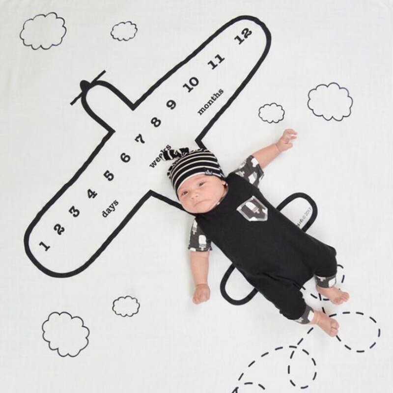 Cartoon Pattern Infant Baby Milestone Photo Props Background Blankets Backdrop Cloth Calendar Boy Girl Photo Accessories: C