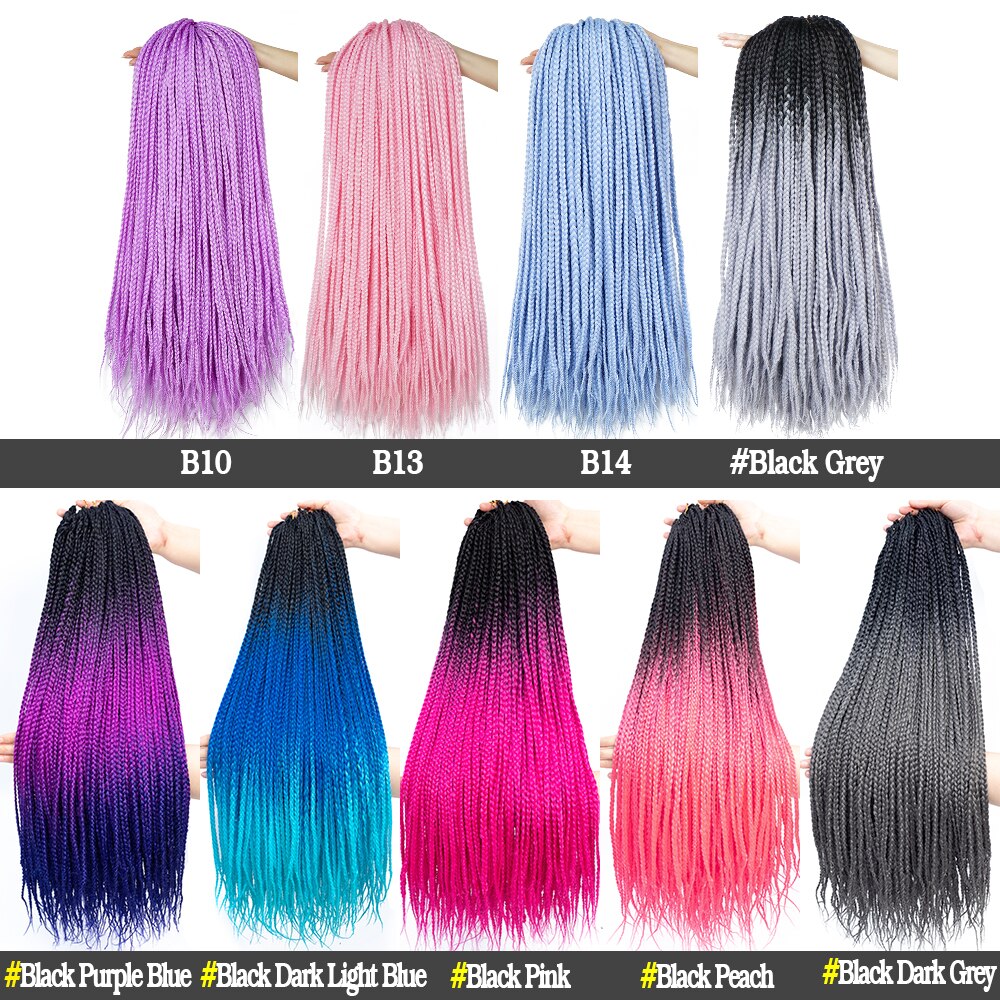 19 Color Ombre Box Crochet Hair Braids 24 Inch Zizi Synthetic Hair Extension For Braids Kanekalon Braiding Hair Pre Stretched