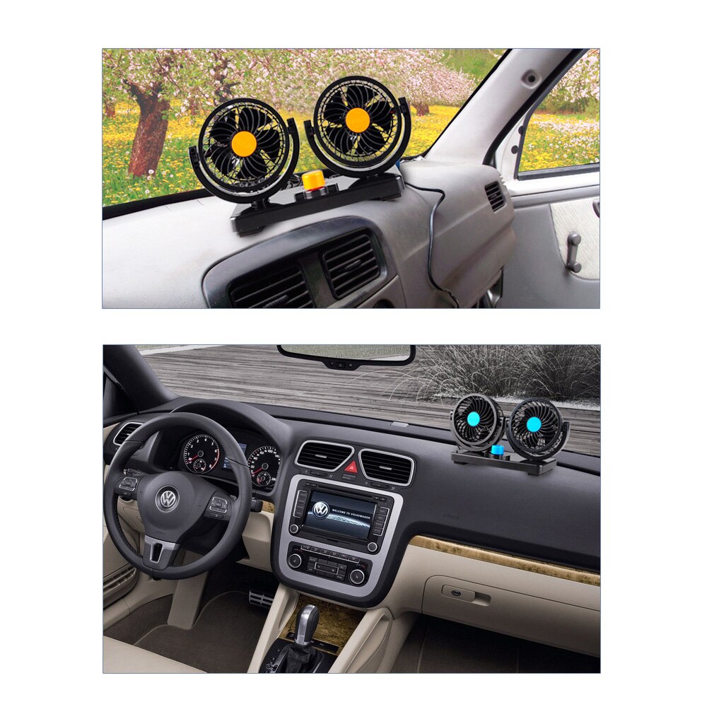 24V Double-headed car fan All-Round Portable Car Vehicle Truck Air Fan Adjustable Cooler Cooling Slient